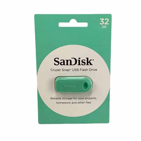 NWT SanDisk Cruzer Snap 32 GB USB Flash Drive Teal - Picture 1 of 2
